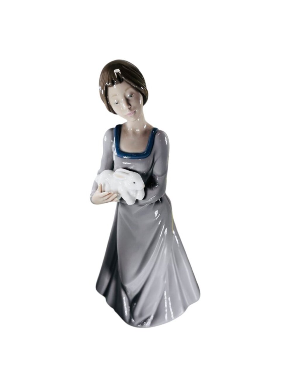 Nao by Lladro Precious Bundle Girl with Bunny Rabbit 1991 Daisa Figurine Spain - Picture 9 of 11